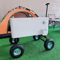 Glacière multifonctionnelle isotherme 80QT en métal sur roulettes pour la maison, les fêtes de barbecue et la plage