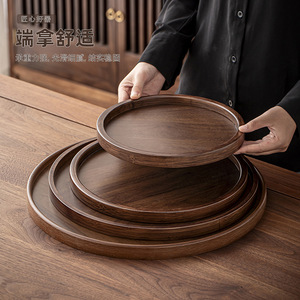 ถาดเสิร์ฟไม้ทรงกลมสำหรับร้านอาหารใช้ในครัวเรือนวัสดุไม้ไผ่นันดีไซน์ไม้เนื้อแข็ง - Product Image 1