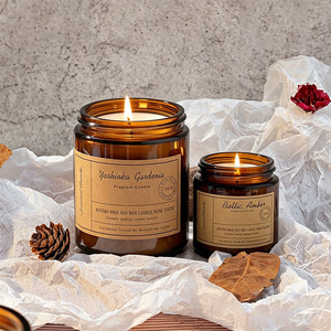 Juego de Velas de Cera de Soya Semimanuales Sin Humo en Frascos de Vidrio Cilíndricos con Aroma a <span class=keywords><strong>Gardenia</strong></span> y Ámbar, Decoración para el Hogar, Regalo - Product Image 1
