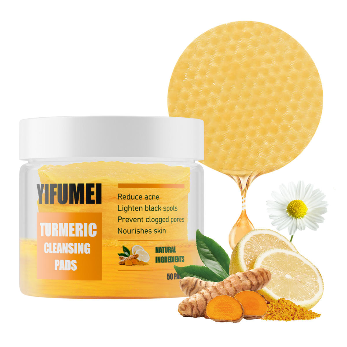 Curcuma et acide kojique visage nettoyant Pad