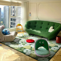Tapis de salon, résistant aux taches et facile à nettoyer, tapis de sol vert pour la maison, tapis de chambre, idéal comme tapis pour les pieds nus