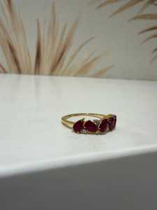 Bague en or massif 10K avec rubis du Mozambique et motif zigzag, rubis naturel, alliance délicate, bijou en pierres précieuses, cadeau - Product Image 5