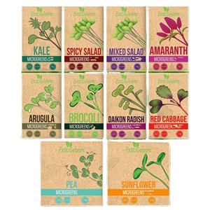 Assortiment de 10 variétés de micro-pousses biologiques : mélange de brocoli, de daikon, de radis, de chou rouge épicé, <span class=keywords><strong>d</strong></span>'arugula pour la culture en pots et jardinières - Product Image 2