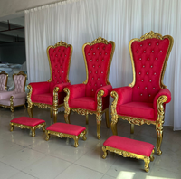 Chaise de mariage de luxe style trône royal, en bois massif et cuir, dossier haut, design moderne, pour événements et usage commercial