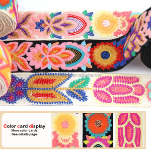 The Latest Fresh Style 2-inch Floral Embroidered Polyester Rcotton Webbing for Hat Clothing Accessories Ribbon Camera <strong>Straps</strong> - Product Image 3