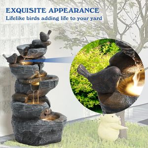 <span class=keywords><strong>Fontaine</strong></span> d'eau extérieure en cascade à 6 niveaux pour patio, <span class=keywords><strong>jardin</strong></span>, terrasse, véranda, décoration de <span class=keywords><strong>jardin</strong></span>, durable, avec lumières LED - Product Image 6