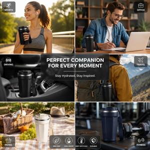 Mug de voyage isotherme en acier inoxydable avec logo personnalisé, 350 ml, 500 ml, avec sangle de transport, double paroi, pour café - Product Image 2