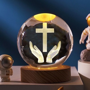 Modern 3D Crystal Cross Jesus Figurine LED <b>Night</b> <b>Light</b> Laser Engraved Crucifix Easter Decoration for Resin USB Ws1532 Bedroom Ni - Product Image 1