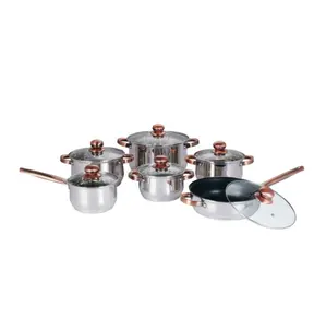 12pcs kitchen utensils set cast iron cookware food warmer set with copper color handle