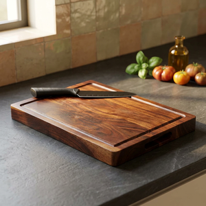 Planche à découper en bois rectangulaire avec poignée, grande planche de préparation et de service pour la maison, les restaurants et la vente au détail - Product Image 1