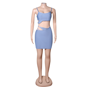 Women's Sexy Party Short Skirt Suit Strap <strong>Cleavage</strong> Skinny <strong>Tops</strong>+sheath Skirt 2 Piece Set Women - Product Image 6