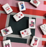 Ensemble de Mahjong Américain Doré de Noël, Quatre Couches en Acrylique, Cadeau de Luxe pour les Fêtes de Famille et les Soirées Jeux