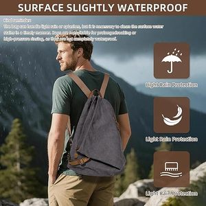 Sac à dos vintage en toile - Grand sac à dos décontracté pour le quotidien, les voyages en plein air et la randonnée pour hommes et femmes - Product Image 5