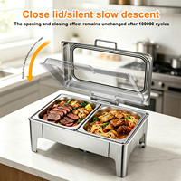 Plato Calentador Redondo de 6L para Buffet, con Calentamiento por Alcohol, Eléctrico e Hidráulico, para Cocina de Hotel, Desayuno, Fiestas, Comida Rápida