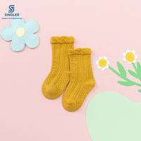 Chaussettes hautes pour bébés filles avec nœud mignon, en coton doux tricoté torsadé, style princesse, pour tout-petits, vente en gros