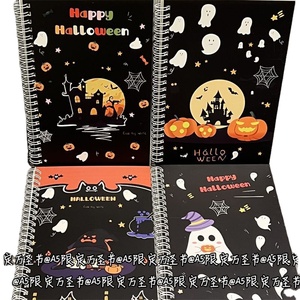 DHF276 – Carnets spirales A5 en gros, motifs mignons Kawaii (chat, chien, fleurs, animaux), papeterie, carnet d'Halloween - Product Image 2
