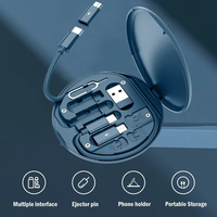 Kit de Cable de Carga y Datos LED DC 6 en 1 de 60W 3A con Expulsor de SIM y Soporte para Teléfono para Teléfonos Móviles