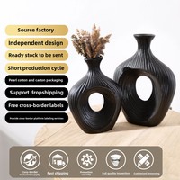 Kasual rumah antik & Modern vas keramik putih Set buatan tangan meja bunga dekorasi seni tembikar