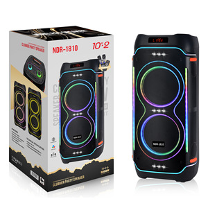 Altavoz Inalámbrico <span class=keywords><strong>NDR</strong></span> <span class=keywords><strong>NDR</strong></span>-1810 para Fiestas Profesionales, Woofer de 10 Pulgadas, Sistema de Cine en Casa, Luces LED RGB, Salida de 100W para Computadora - Product Image 1