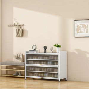 Armoire de rangement de <span class=keywords><strong>chaussures</strong></span> en métal avec porte transparente Organisateur de <span class=keywords><strong>chaussures</strong></span> anti-poussière de grande capacité - Product Image 3