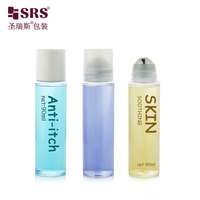 Flacon roll-on vide en PET brillant beige de 30-50 ml, 60 ml, 90 ml, rechargeable, pour soins personnels, déodorant, avec étiquette personnalisée