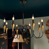 Pendentifs rétro personnalisés à LED en cristal de cuivre, éclairage à suspension au design moderne pour salle à manger et salon, lustre de campagne américaine