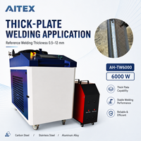 Machine de soudage laser portative refroidie par eau 6000W, soudeuse laser à fibre pour la soudure de plaques en acier au carbone de 12 mm d'épaisseur AH-TW6000