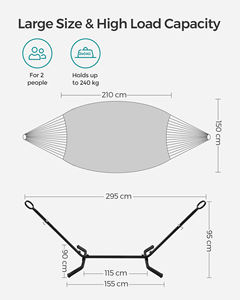 SONGMICS altura ajustable 240 kg <span class=keywords><strong>hamaca</strong></span> con soporte muebles portátiles para exteriores para acampar en interiores y dormitorio para uso en el jardín - Product Image 5