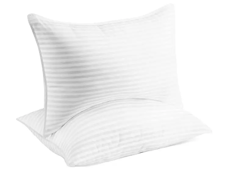 Confezione da 2 cuscini Queen cuscini da letto a righe di riempimento in fibra di poliestere 100% per dormire