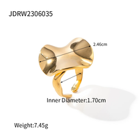 SUMMLY Ensemble de boucles d'oreilles et bagues en acier inoxydable plaqué or 18 carats Étanche Tendance Circulaire Texture plissée pour femmes pour mariages