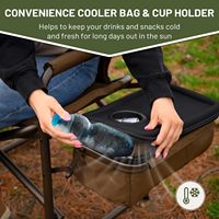 Chaise de camping pliable avec glacière et table latérale, en fer robuste pour adultes, supporte 300 lb