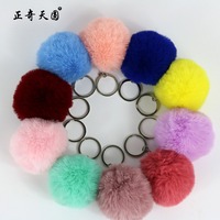 Pom boule de fourrure porte-clés pompon bouffée coeur avec des boules en vrac Faux moelleux fourrure peluches Furball vrais poms arc-en-ciel bouffées porte-clés