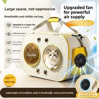 Sac de transport pour animaux de compagnie (chats et chiens) – Ventilateur intégré, respirant, en tissu Oxford, grande capacité, sac à dos bandoulière pour utilisation en voiture
