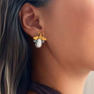 Pendientes de Perlas de Lujo con Baño de Oro de 14k y 18k, Acero Inoxidable 316L, Joyería de Moda de Titanio para Mujer - Product Image 3