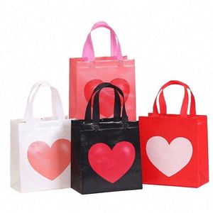 Sacs de courses non tissés personnalisés en tissu laminé imprimé pour la Saint-Valentin, sacs fourre-tout non tissés pour l'emballage de cadeaux - Product Image 1