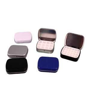 Mini palette en métal, boîte <span class=keywords><strong>de</strong></span> rangement portable pour <span class=keywords><strong>peinture</strong></span> <span class=keywords><strong>aquarelle</strong></span> d'extérieur, étui vide en métal pour gel à ongles - Product Image 1