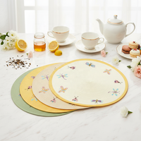 Nouvelle Collection : Napperons de Table Classiques en PP à Bord Tressé, Papillon Brodé, Écologiques, Style Américain, 32cm/36cm/38cm pour la Maison