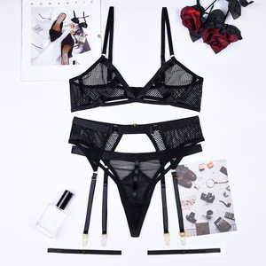 Ensemble de Lingerie Sexy et Érotique en Maille Filet Unie avec Découpes, Haute Qualité, avec Bretelles, pour Femme - Product Image 6
