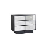 Commode de rangement murale moderne de luxe léger en bois massif avec miroir pour entrée, chambre, salon, bar à domicile (5+ tiroirs)