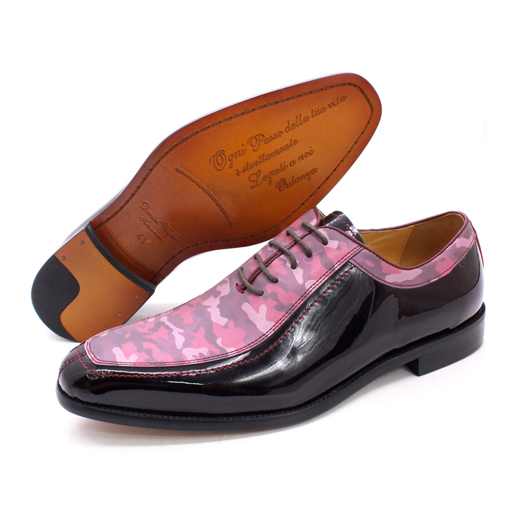 靴 Painted leather shoes Men's Formal Business Real Patent Leather Shoes Metal