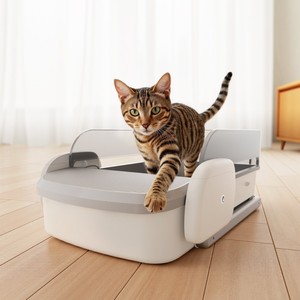 Bac à litière intelligent Petwant pour chat, 100L, rectangulaire, ABSPP, contrôle automatique par application - Product Image 1