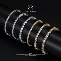 Bracelet Tennis en Moissanite Anti-ternissement en Argent Sterling 925, 2-6,5 mm, VVS, pour Femmes et Hommes, Vente en Gros