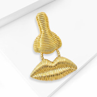 Broche Personalizado Simple Unisex Chapado en Oro con Diseño Asiático de Nariz y Boca para Regalo de Boda, Traje, Abrigo, Accesorios de Ropa, Corsage