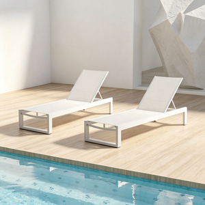 Chaise longue d'extérieur pliable en aluminium, moderne et minimaliste, pour hôtel, plage, jardin, <span class=keywords><strong>terrasse</strong></span> - Product Image 2