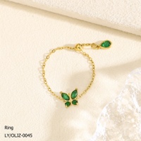 Fabricant de bijoux tendance pour femmes, anti-allergique, plaqué or 18 carats, acier inoxydable 304/316, fleur, diamant coloré, chaîne fine, bague