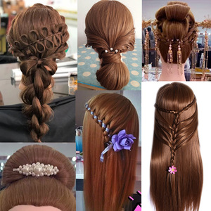 Tête de mannequin en cheveux synthétiques de 26 pouces pour la formation en salon - Modèle de coiffure droite pour la pratique du tressage et de la coupe de cheveux - Product Image 4