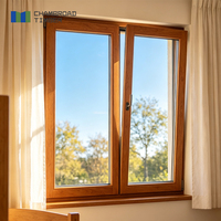 Fenêtre moderne en bois et aluminium avec quincaillerie allemande, triple vitrage en verre trempé, certifiée Energy Star pour cuisine et villa