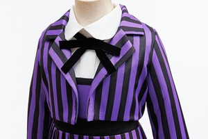 Costume da Bambina per Cosplay <span class=keywords><strong>Mercoledì</strong></span>, Abito a Righe in Poliestere, Costume per Feste, Travestimento per Bambini Ispirato a Film e Serie TV - Product Image 6