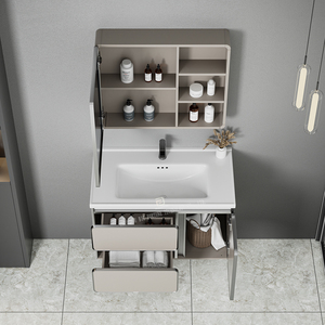 Mobile Bagno a <span class=keywords><strong>Parete</strong></span> in Alluminio a Nido d'Ape Impermeabile con Cassetti e Specchio - Vendita all'Ingrosso - Product Image 4
