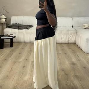 New Arrival Cropped <b>Tops</b> Elastic Waist <b>Patchwork</b> Color Wide Leg Pants Summer Women Set Fashion - Product Image 4